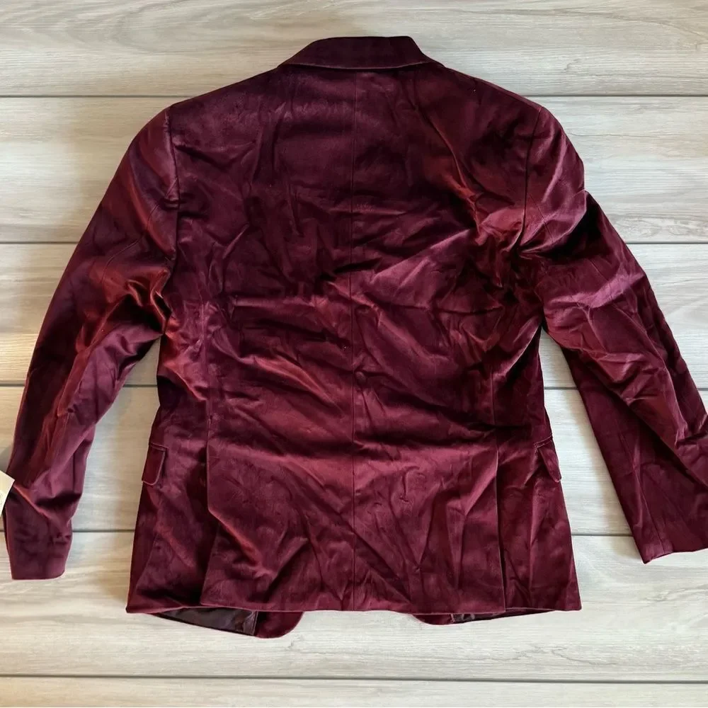 Alfani Slim Fit Velvet Sport Coat Blazer Burgundy 38S NWT